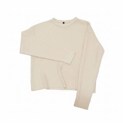 Linen Blend Cropped Knit Sweater